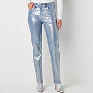 Metallic Silver Women Jeans
